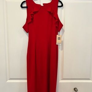 NWT Red Open Shoulder Ivanka Trump Midi Dress